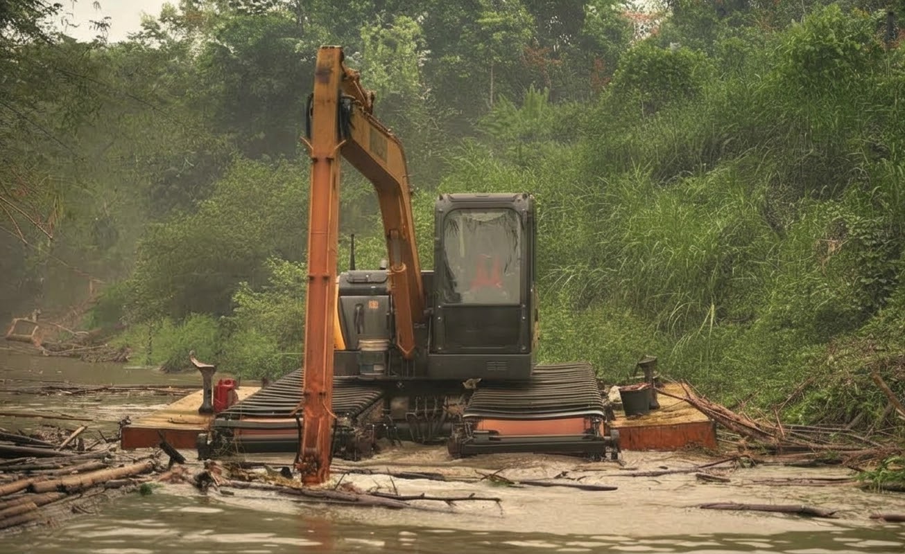Antisipasi Banjir, PUPR HST Kerahkan Alat Berat Bersihkan Material Sumbatan Sungai